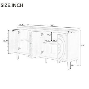 English Elm Trexm Retro Four Door Buffet Sideboard Solid Wood Distressed Finish Dining Storage WF307723AAB
