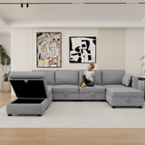 Hearth and Haven United We Win Modular Sectional Sofa U Shaped Modular Couch with Reversible Chaise Modular Sofa Sectional Couch with Storage Seats W1568S00030