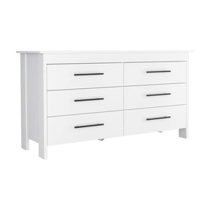 English Elm Hms 6 Drawer Double Dresser with Sturdy Four-Leg Base and Superior Top for Stylish Storage Solutions White 63.8 L x 24 W x 4.3 H B070S00013