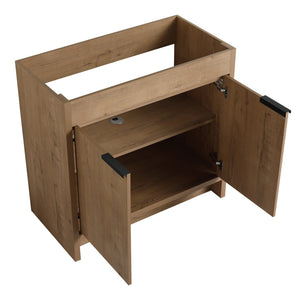 English Elm 36" Freestanding Bathroom Vanity Cabinet with Adjustable Shelf, Soft-Close Doors & Metal Handles, Water-Resistant Plywood Finish W999113510