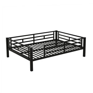 English Elm Metal Full Size Convertible Bunk Bed with 2 Drawers, Black – Space-Saving Sturdy Metal Frame, Ladder, 450lb Upper Capacity, Modern Design GX001518AAB