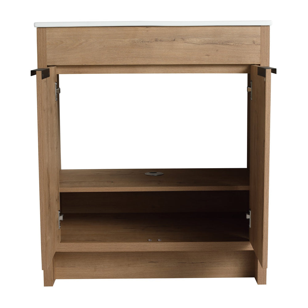 English Elm 30" Freestanding Vanity Cabinet Only, 2 Soft-Close Doors, Adjustable Shelf, Eco Plywood, Water-Resistant Finish W999113509