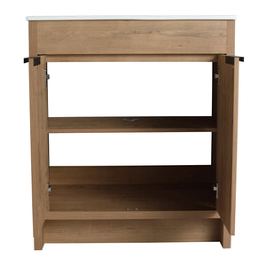 English Elm 30" Freestanding Vanity Cabinet Only, 2 Soft-Close Doors, Adjustable Shelf, Eco Plywood, Water-Resistant Finish W999113509