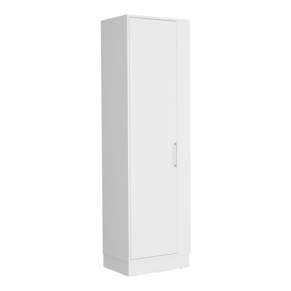English Elm Lilo Tall Storage Cabinet 72.3" White with Broom Hangers, Internal Shelves & Open Side Space B07092127