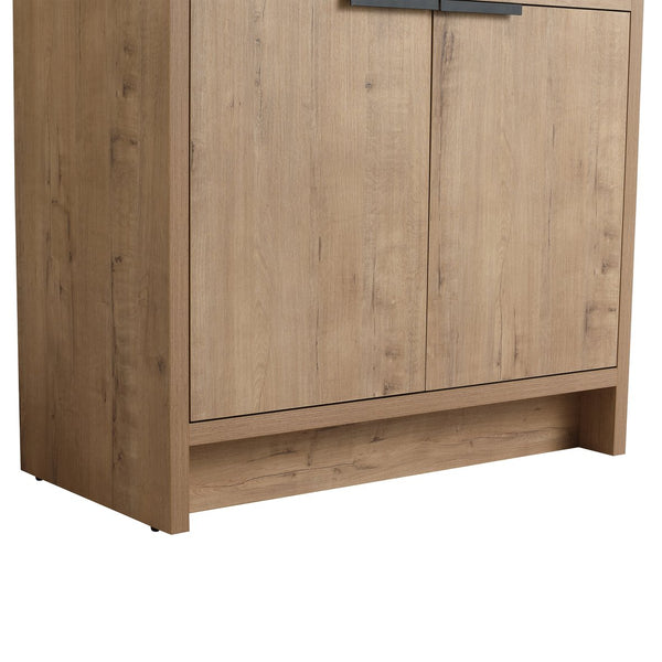 English Elm 36" Freestanding Bathroom Vanity Cabinet with Adjustable Shelf, Soft-Close Doors & Metal Handles, Water-Resistant Plywood Finish W999113510