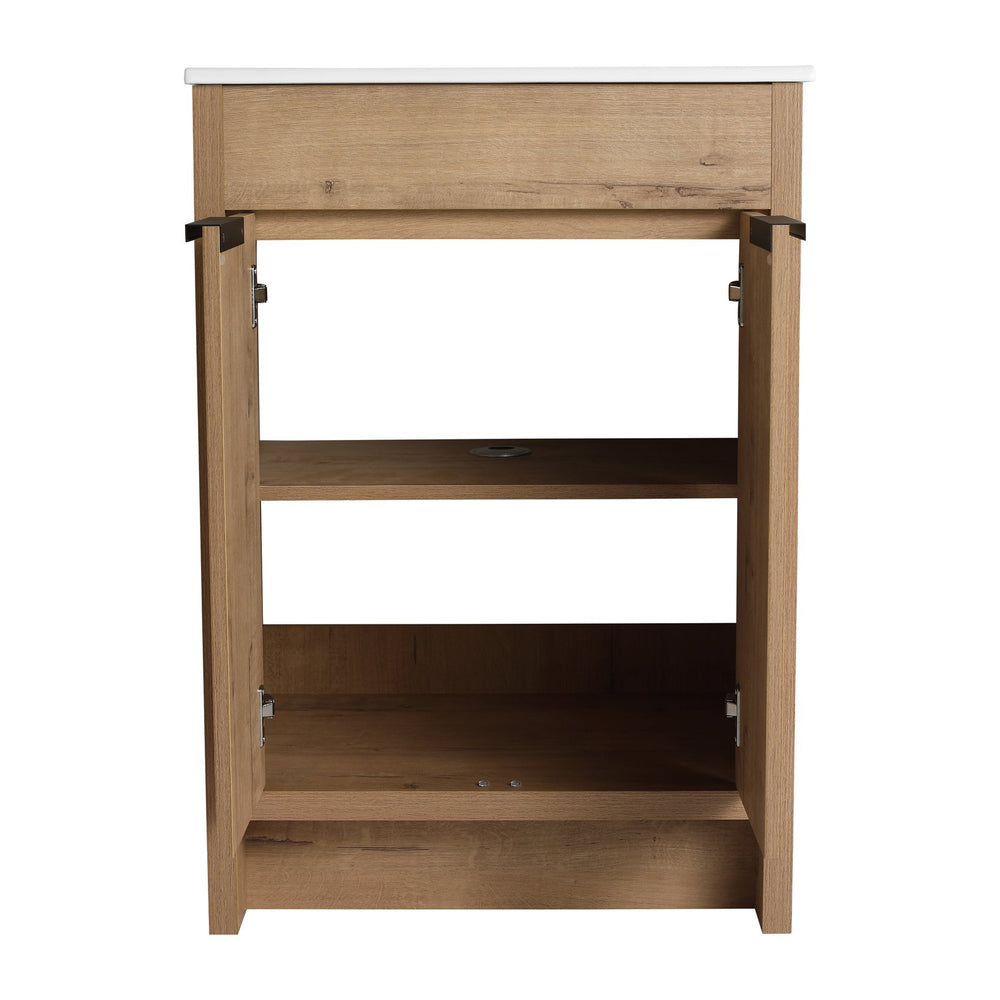 English Elm 24" Freestanding Bathroom Vanity Cabinet Only, 2 Soft-Close Doors, Eco Plywood, Water-Resistant Melamine W999113508