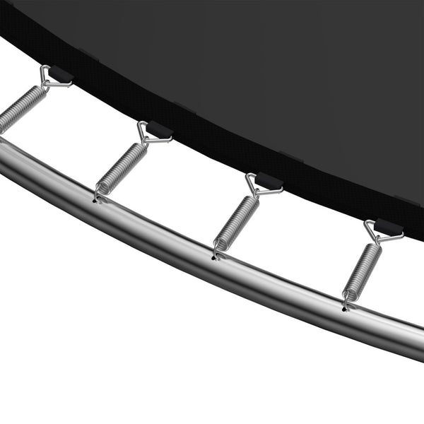 English Elm 14ft Trampoline with Curved Pole Enclosure Net Galvanized Frame and Safety Ladder W285P236466