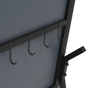 English Elm Coat Rack Hall Tree with Mirror and Shoe Storage, Aluminum Frame, Industrial Rustic Brown Black W708P379365