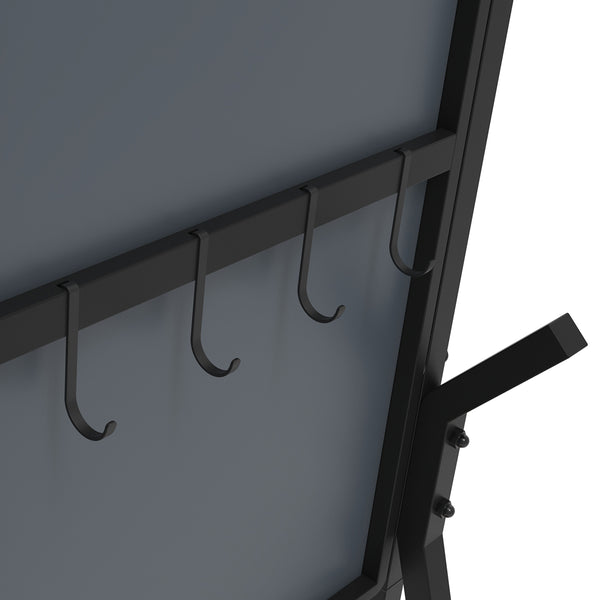 English Elm Coat Rack Hall Tree with Mirror and Shoe Storage, Aluminum Frame, Industrial Rustic Brown Black W708P379365