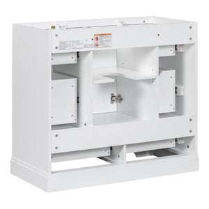 English Elm 36" Modern Bathroom Vanity Cabinet Base with Six Drawers, Adjustable Shelf & Drawer Organizer White WF307973AAK
