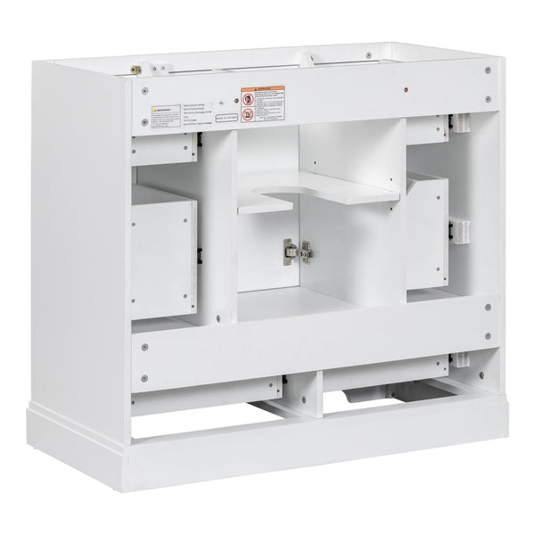 English Elm 36" Modern Bathroom Vanity Cabinet Base with Six Drawers, Adjustable Shelf & Drawer Organizer White WF307973AAK