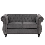 English Elm 60" Modern Sofa Dutch Plush Upholstered Sofa, Solid Wood Legs, Buttoned Tufted Backrest, Gray