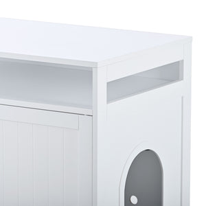 English Elm Litter Box Enclosure - Stylish Cat Furniture With Hidden Plug, Dual Doors & Ample Storage For Pets W42090259