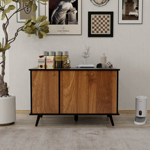 English Elm Litter Box Enclosure - Stylish Cat Furniture With Hidden Plug, Storage, And Triple-Door Access W42090255
