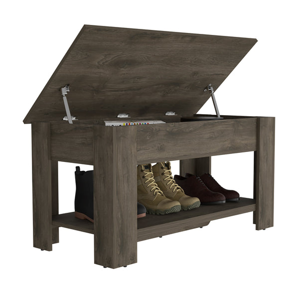 English Elm Austin Storage Table with Lift-Top Cabinet & Lower Shelf, Narrow Entryway Bench for Shoes/Storage B20091895