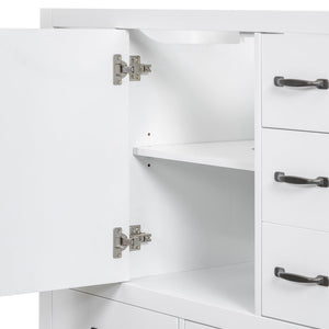 English Elm 36" Modern Bathroom Vanity Cabinet Base with Six Drawers, Adjustable Shelf & Drawer Organizer White WF307973AAK