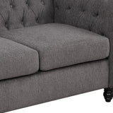 English Elm 60" Modern Sofa Dutch Plush Upholstered Sofa, Solid Wood Legs, Buttoned Tufted Backrest, Gray