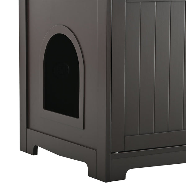 English Elm Litter Box Enclosure Grey - Durable Carb P2 Wood Cat Litter House with Hidden Plug, Storage Bench W42090263