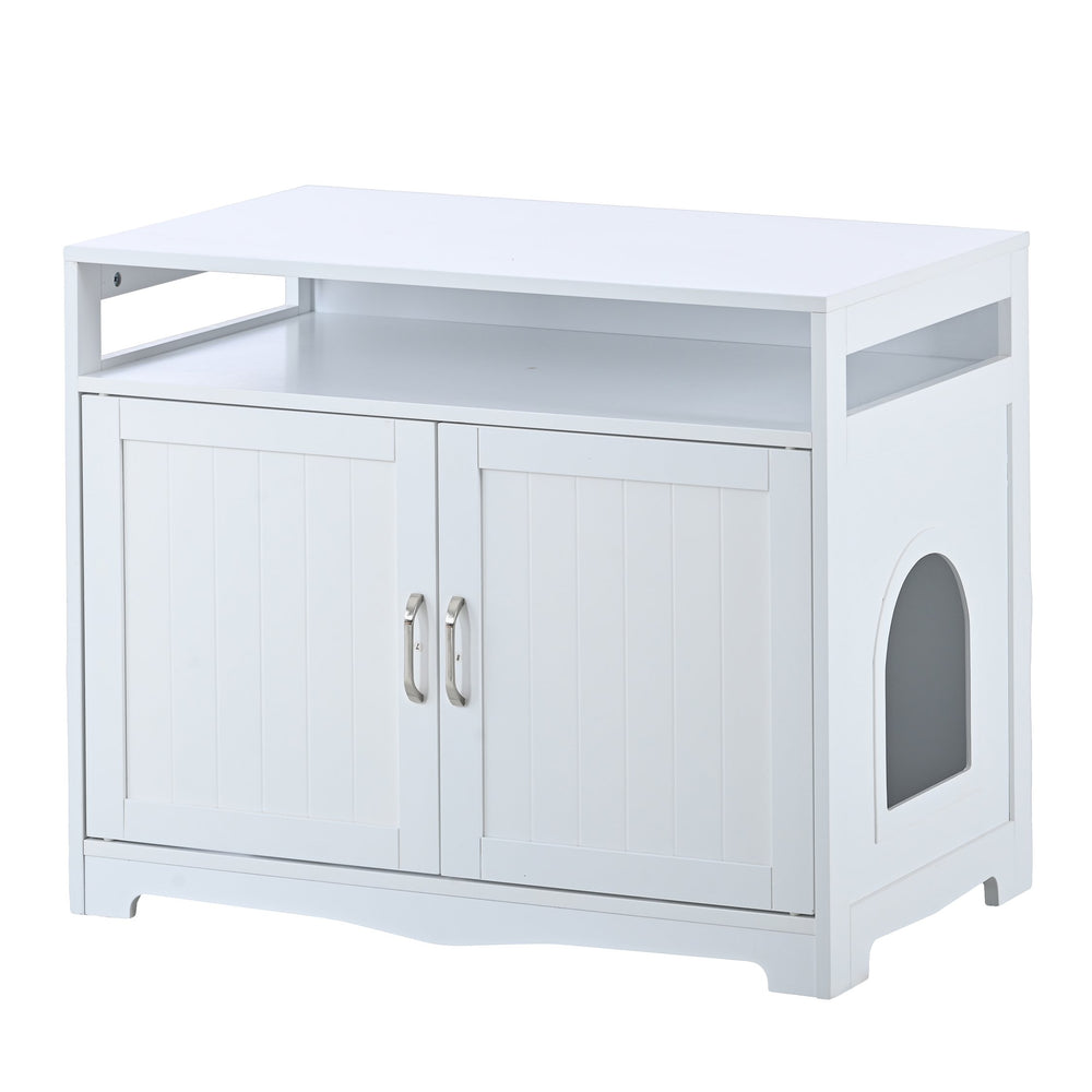 English Elm Litter Box Enclosure - Stylish Cat Furniture With Hidden Plug, Dual Doors & Ample Storage For Pets W42090259