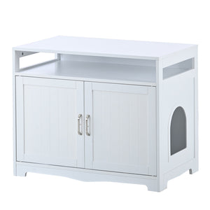 English Elm Litter Box Enclosure - Stylish Cat Furniture With Hidden Plug, Dual Doors & Ample Storage For Pets W42090259