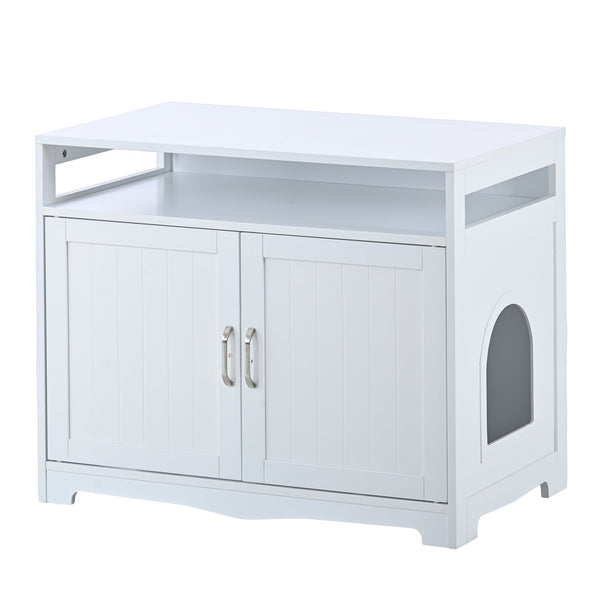 English Elm Litter Box Enclosure - Stylish Cat Furniture With Hidden Plug, Dual Doors & Ample Storage For Pets W42090259