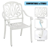 English Elm 2 Piece s Outdoor Furniture Dining Chairs All-Weather Cast Aluminum Patio Furniture For Patio Garden Deck White