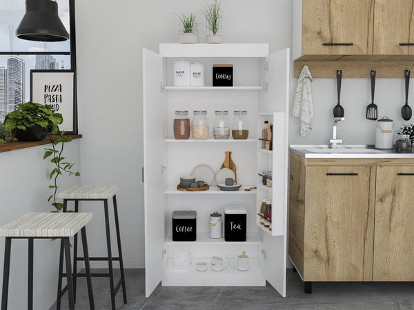 English Elm Varese Pantry Cabinet - Stylish Double Door Storage With 5 Shelves For Kitchen, Garage, Or Laundry B070S00082-GIGA