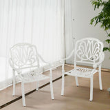 English Elm 2 Piece s Outdoor Furniture Dining Chairs All-Weather Cast Aluminum Patio Furniture For Patio Garden Deck White