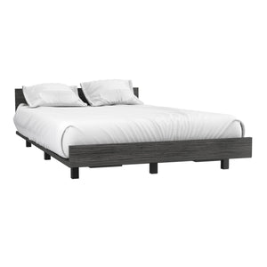 English Elm Kaia Twin Bed Base with Headboard in Smokey Oak — Built‑in Cabinet, 3 Drawers, 3-Tier Shelves & Handles Smoke Grey 56 L x 20 W x 3 H B070S00213
