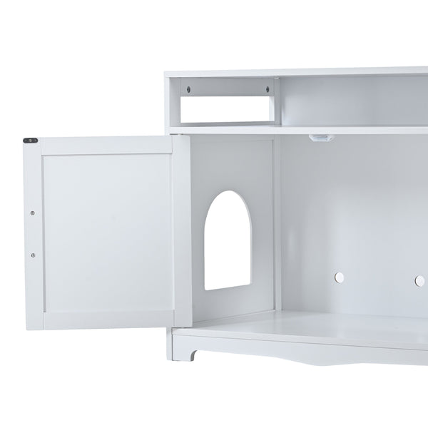 English Elm Litter Box Enclosure - Stylish Cat Furniture With Hidden Plug, Dual Doors & Ample Storage For Pets W42090259