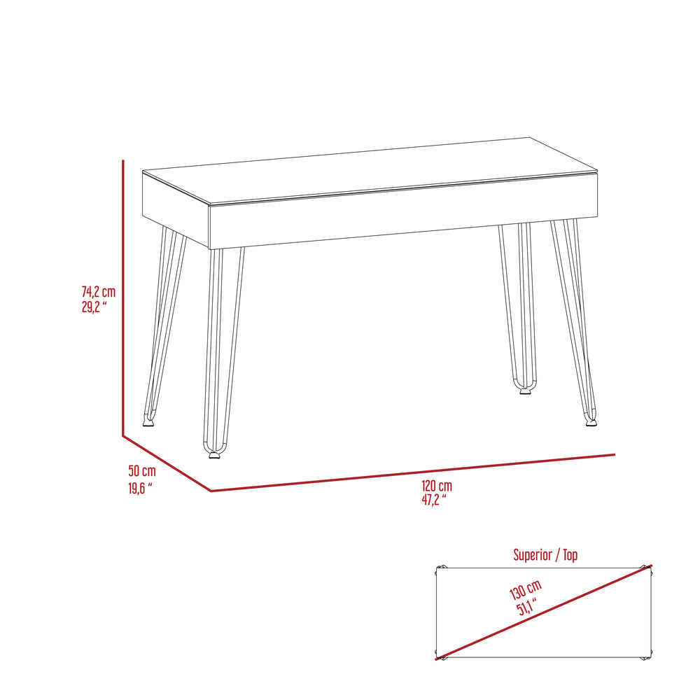 English Elm Baxter Compact Industrial Desk With Mahogany Finish, Open Shelf, And Sturdy Metal Legs For Modern Spaces B200S00029