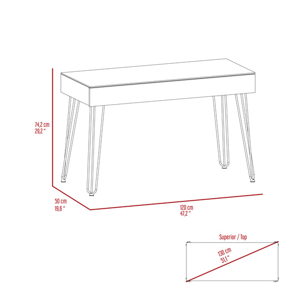 English Elm Baxter Compact Industrial Desk With Mahogany Finish, Open Shelf, And Sturdy Metal Legs For Modern Spaces B200S00029