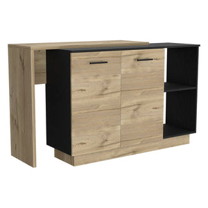 English Elm Sicilia Kitchen island with double-door cabinets, two external shelves and three interior shelves, modern finish Multicolor 47.5 L x 22 W x 6 H B070S00074