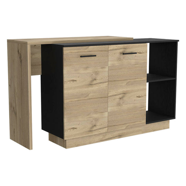 English Elm Sicilia Kitchen island with double-door cabinets, two external shelves and three interior shelves, modern finish Multicolor 47.5 L x 22 W x 6 H B070S00074