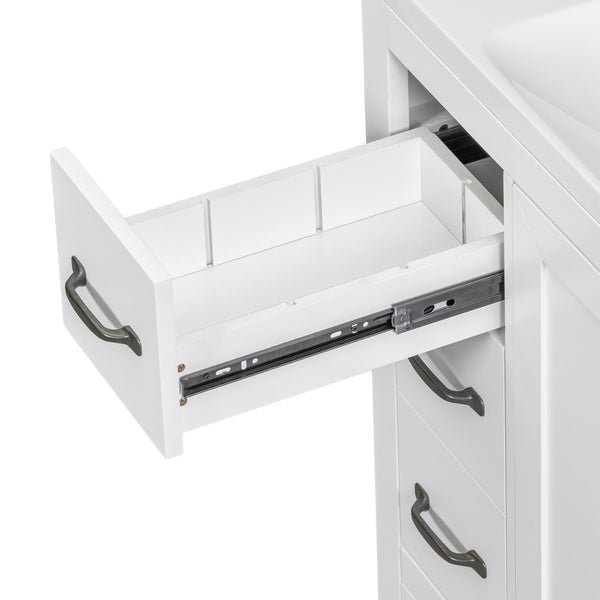 English Elm 36" Modern Bathroom Vanity Cabinet Base with Six Drawers, Adjustable Shelf & Drawer Organizer White WF307973AAK