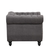 English Elm 39" Modern Sofa Dutch Plush Upholstered Sofa, Solid Wood Legs, Buttoned Tufted Backrest, Gray