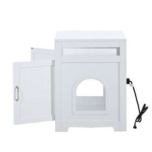 English Elm Litter Box Enclosure - Stylish Cat Furniture With Hidden Plug, Dual Doors & Ample Storage For Pets W42090259