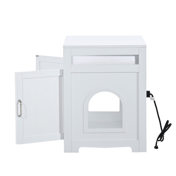 English Elm Litter Box Enclosure - Stylish Cat Furniture With Hidden Plug, Dual Doors & Ample Storage For Pets W42090259