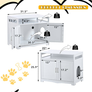 English Elm Litter Box Enclosure - Stylish Cat Furniture With Hidden Plug, Dual Doors & Ample Storage For Pets W42090259