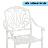 English Elm 2 Piece s Outdoor Furniture Dining Chairs All-Weather Cast Aluminum Patio Furniture For Patio Garden Deck White