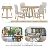Hearth and Haven Olivia 5 Piece Functional Dining Set, Round Table with Leaf and 4 Upholstered Chairs, Natural
