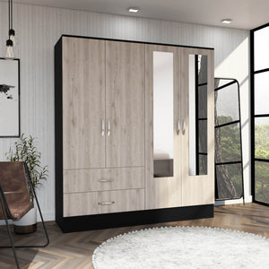 English Elm Bolton 160 Armoire Multicolor with Mirrors, Six Shelves, Dual Cabinet Rod, Two Drawers, 71" H B200S00282