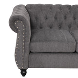 English Elm 39" Modern Sofa Dutch Plush Upholstered Sofa, Solid Wood Legs, Buttoned Tufted Backrest, Gray