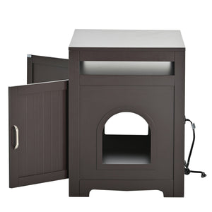 English Elm Litter Box Enclosure Grey - Durable Carb P2 Wood Cat Litter House with Hidden Plug, Storage Bench W42090263