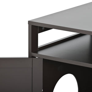 English Elm Litter Box Enclosure Grey - Durable Carb P2 Wood Cat Litter House with Hidden Plug, Storage Bench W42090263