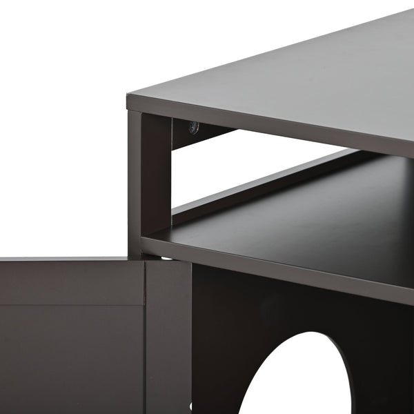 English Elm Litter Box Enclosure Grey - Durable Carb P2 Wood Cat Litter House with Hidden Plug, Storage Bench W42090263