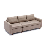 Hearth and Haven 3 Seat Module Sectional Sofa Couch with 1 Ottoman For Living Room, Seat Cushion and Back Cushion Non-Removable and Non-Washable, Brown W1439S00024