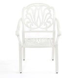 English Elm 2 Piece s Outdoor Furniture Dining Chairs All-Weather Cast Aluminum Patio Furniture For Patio Garden Deck White