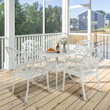 English Elm 2 Piece s Outdoor Furniture Dining Chairs All-Weather Cast Aluminum Patio Furniture For Patio Garden Deck White