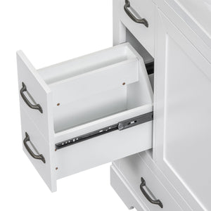 English Elm 36" Modern Bathroom Vanity Cabinet Base with Six Drawers, Adjustable Shelf & Drawer Organizer White WF307973AAK